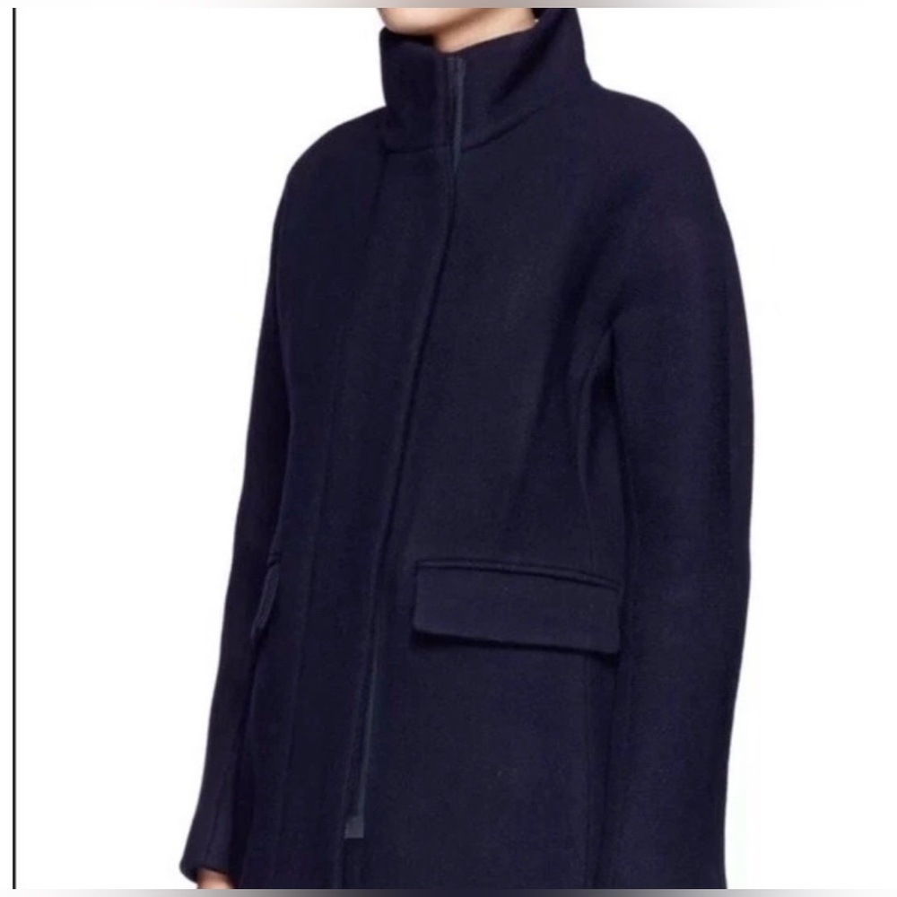 J. Crew Navy Stadium Cloth Cocoon Coat Italian Wool Nello Gori. Size 00
